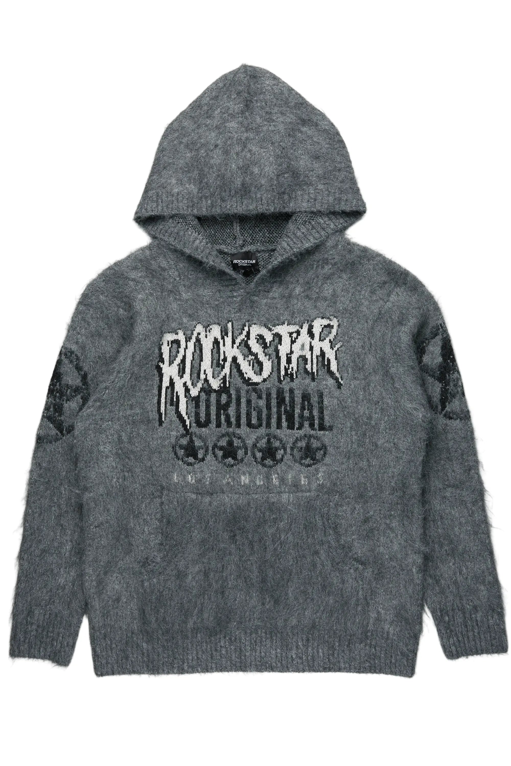 Diandra Grey Mohair Hoodie Youthful Men's Anime