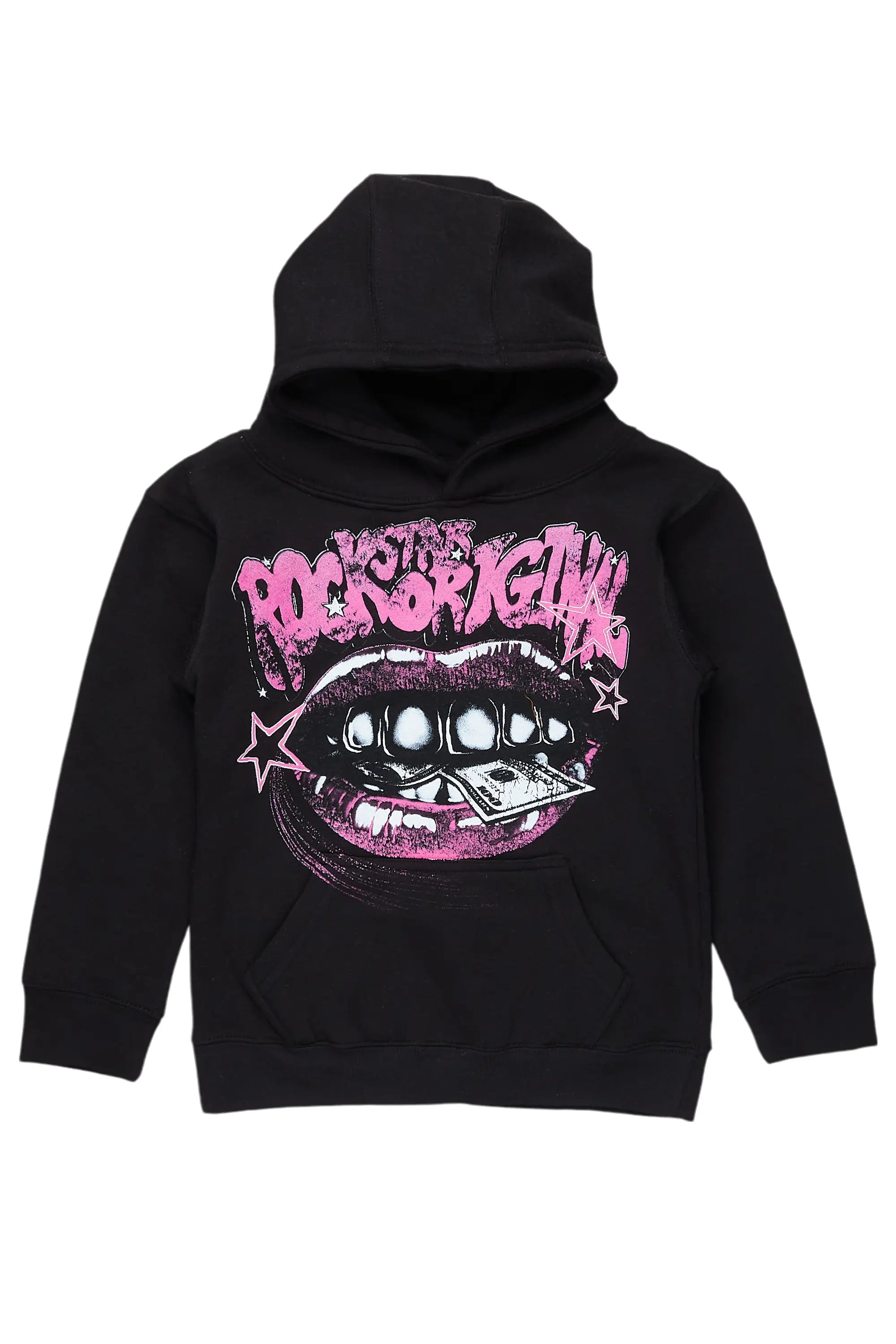 Girls Rosie Black Graphic Hoodie Casual Men's Loose