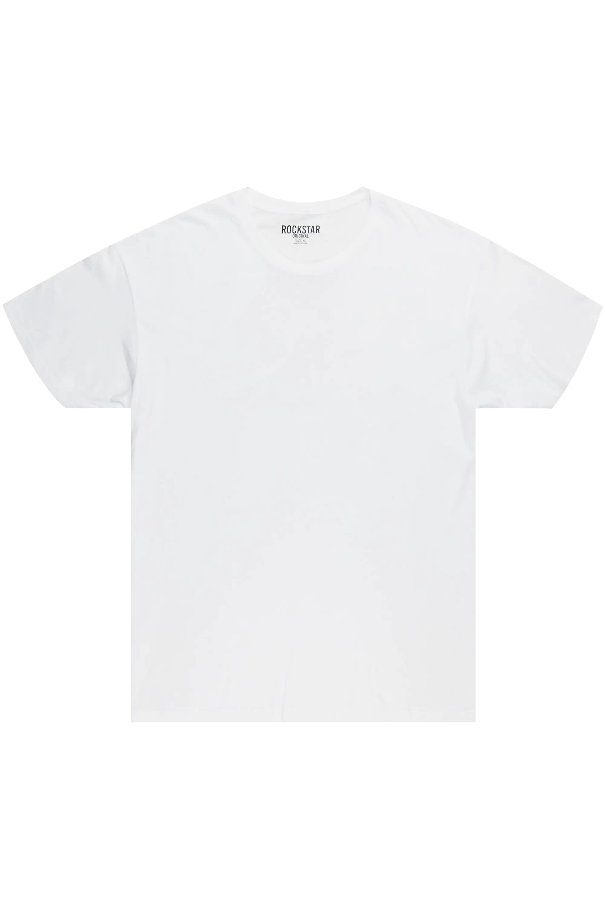 Basic White Rockstar Plain T-Shirt Stylish Men's Neon