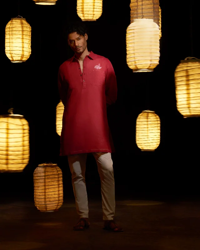 Garnet Kurta - Red Masculine Men's Thick