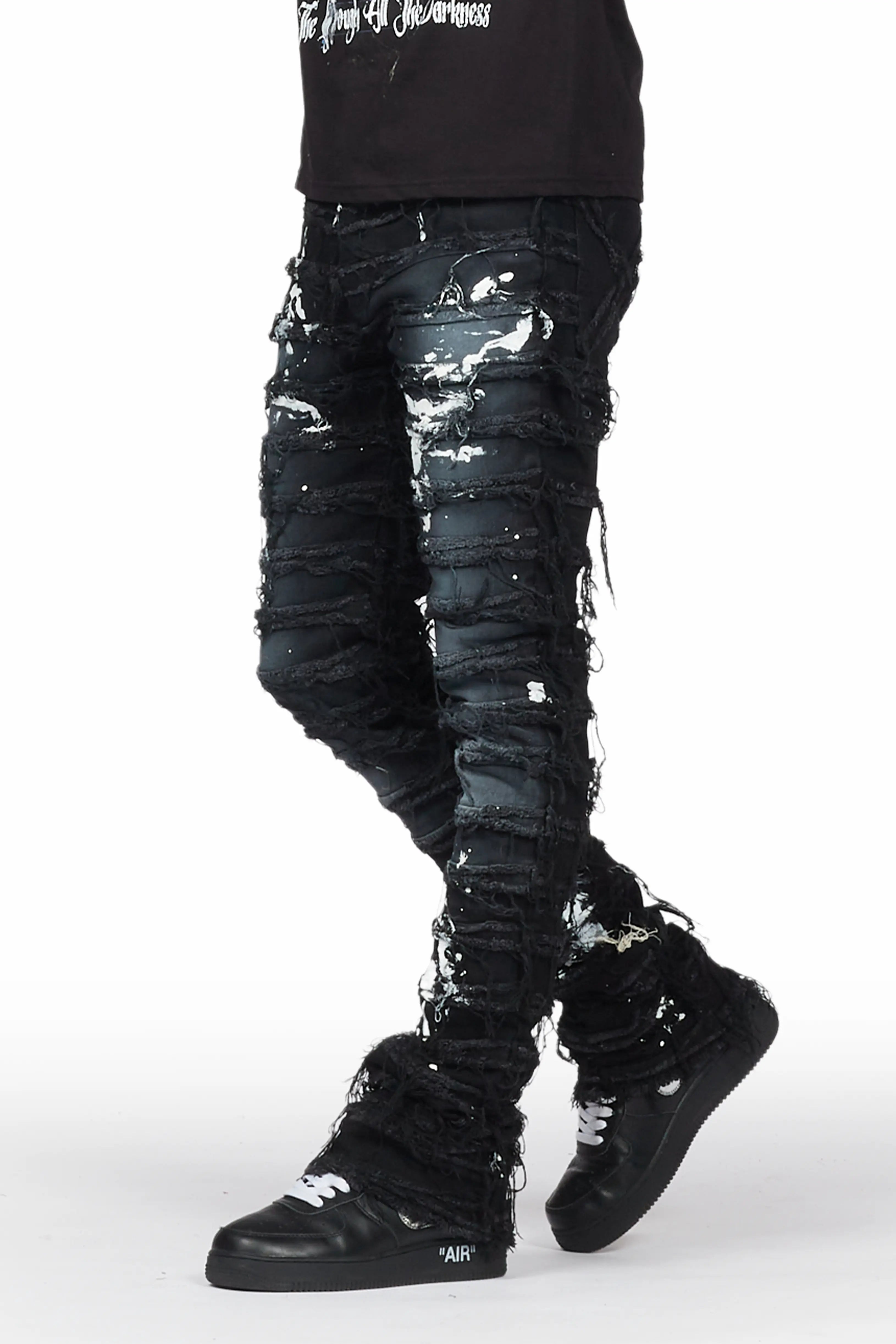 Garson Black Painter Stacked Flare Jean Gym