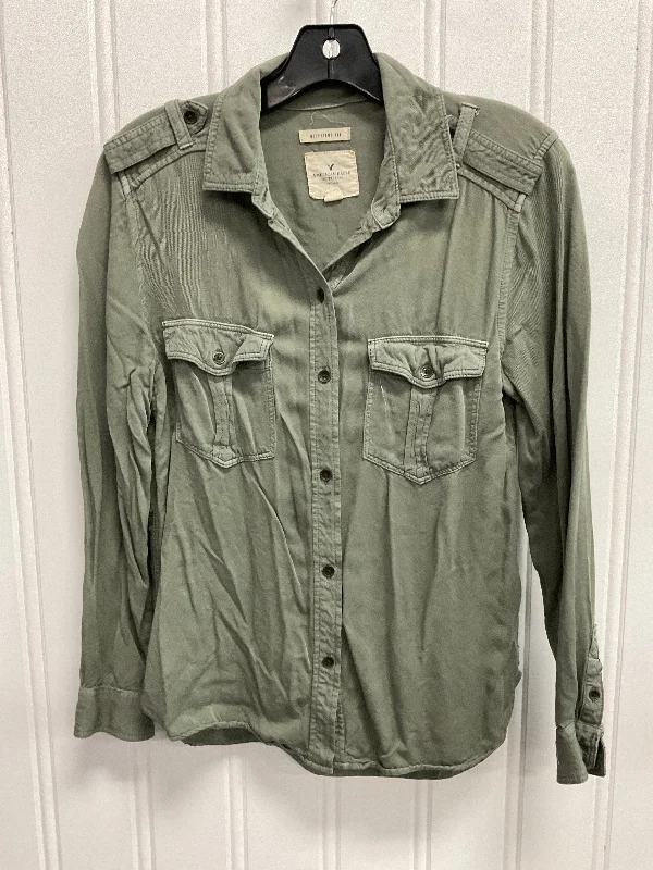 Top Long Sleeve By American Eagle In Green, Size: S Relaxed Men's Beach