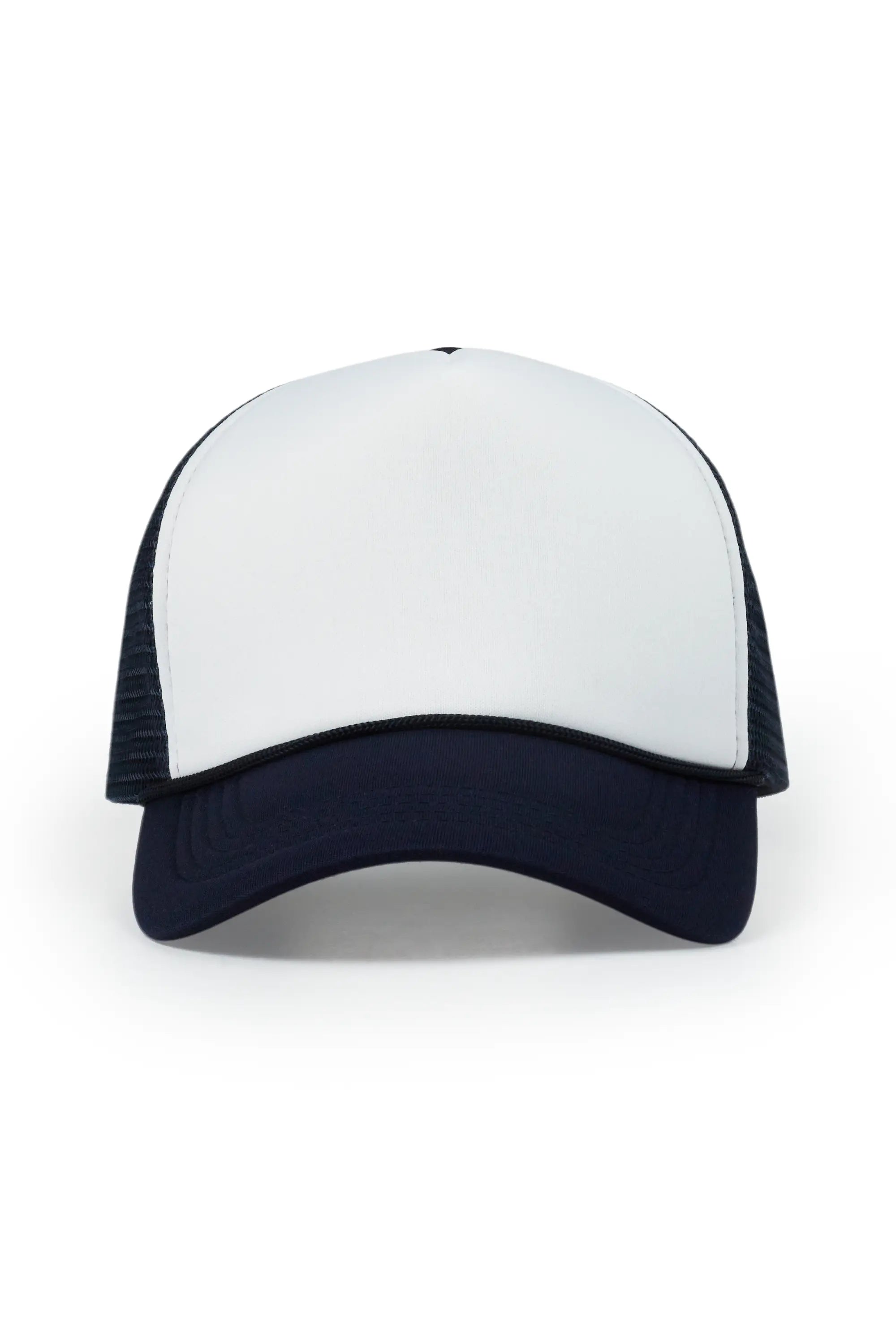 Womens White/Navy Basic Trucker Hat Trendy Men's Bucket