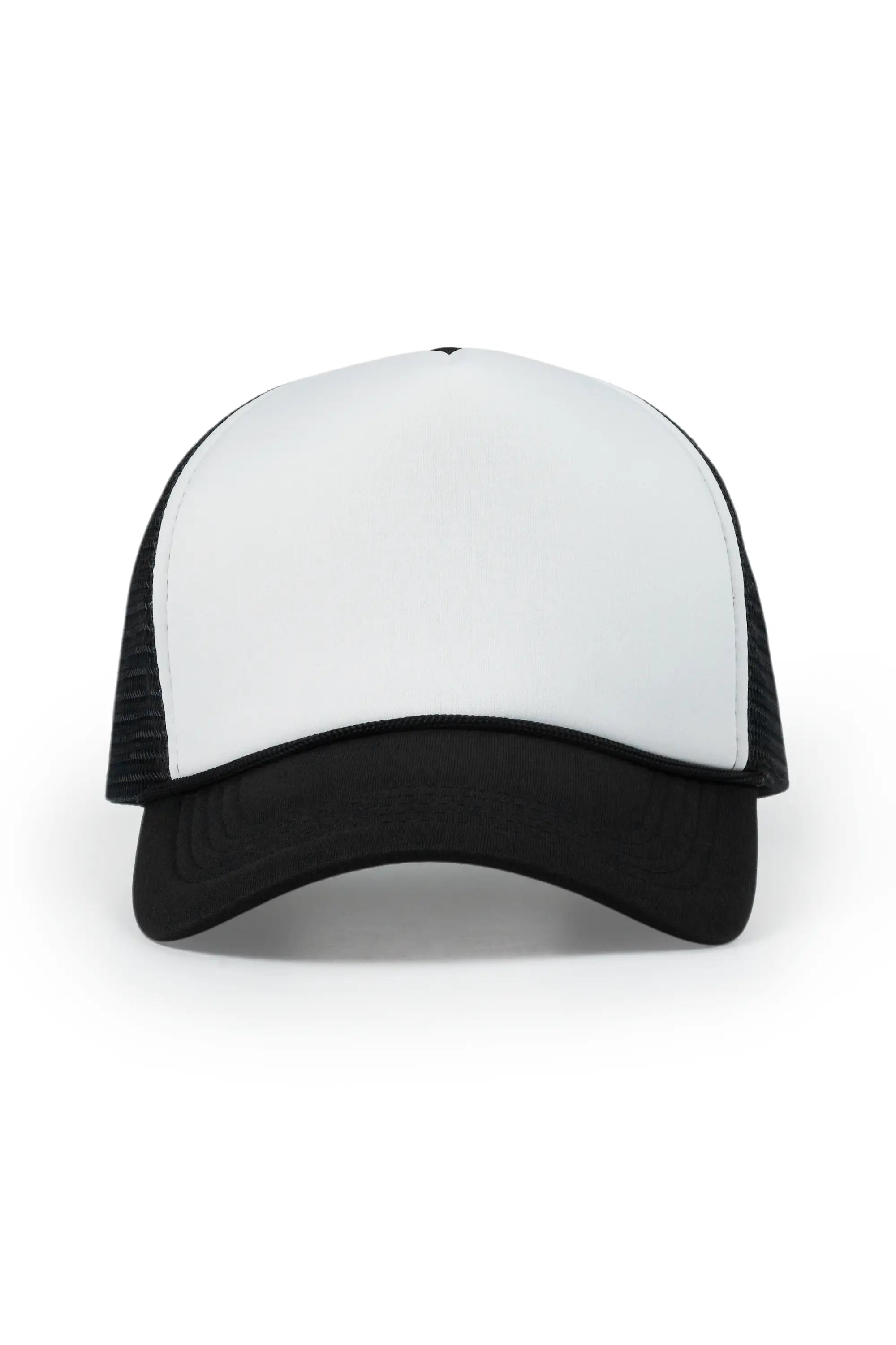 Womens Black/White Basic Trucker Hat Polished Men's Satin