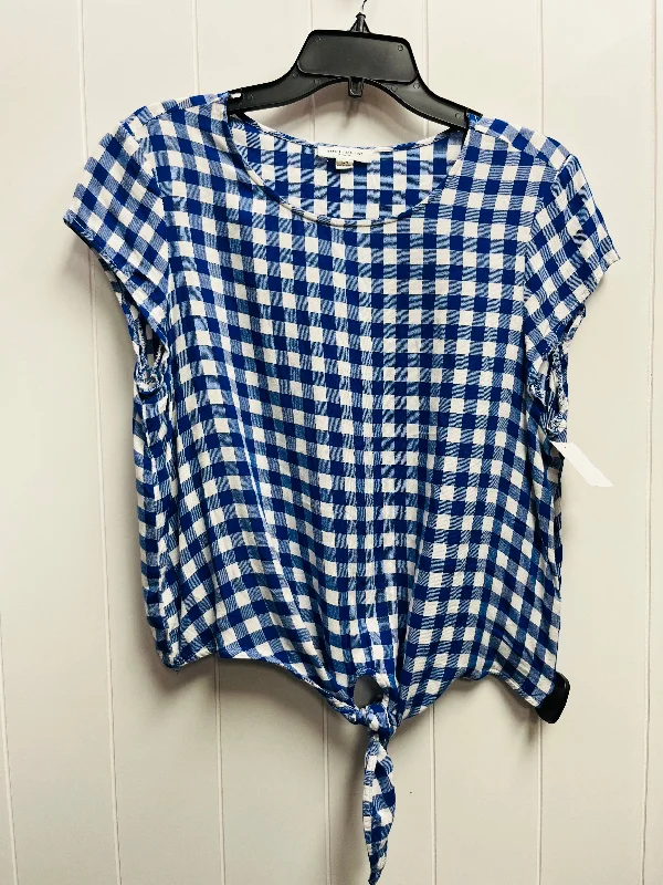 Top Short Sleeve By Beachlunchlounge In Blue & White, Size: L Vintage Men's 1970S Disco