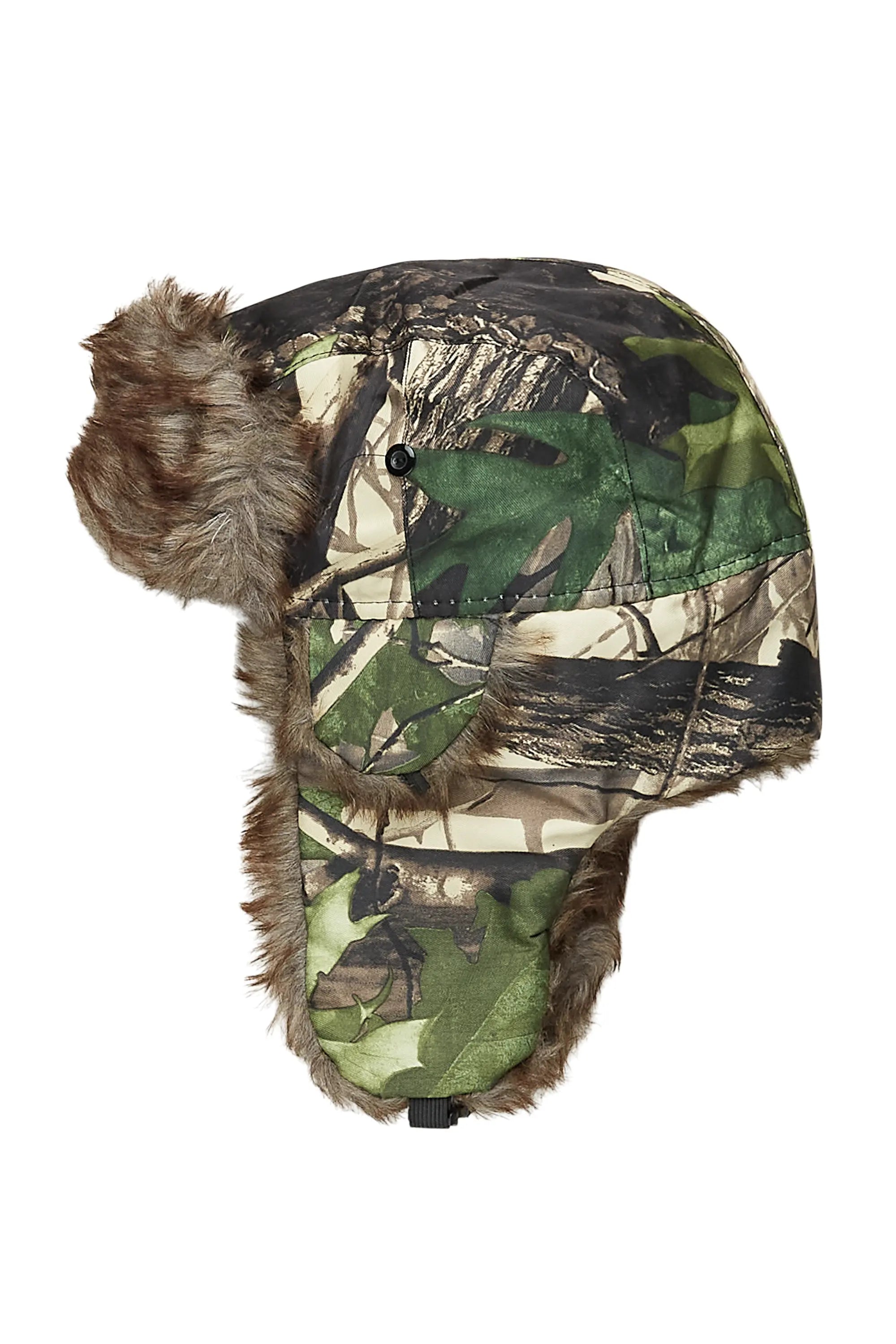 Saburo Beige Tree Camo Faux Fur Trapper Hat Monochromatic All