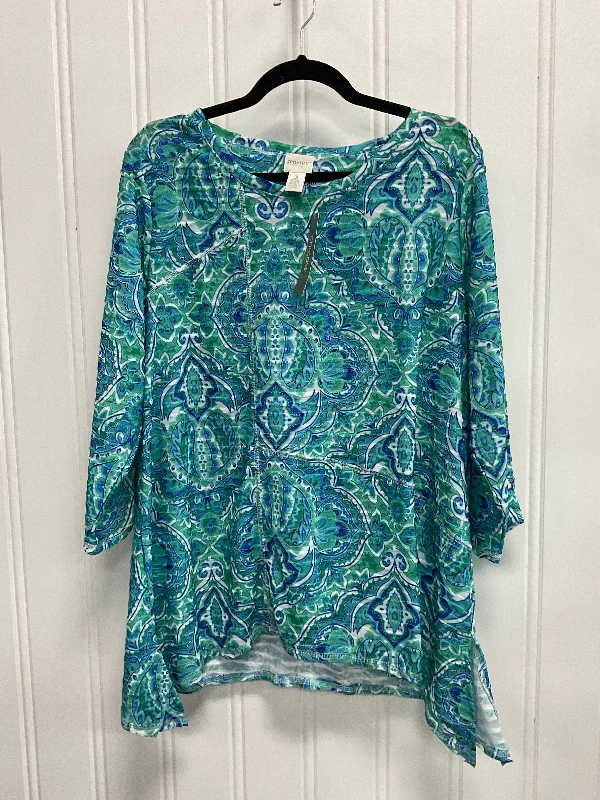 Top Long Sleeve By Zenergy By Chicos In Blue & Green, Size: Xl Classic Men's Pin