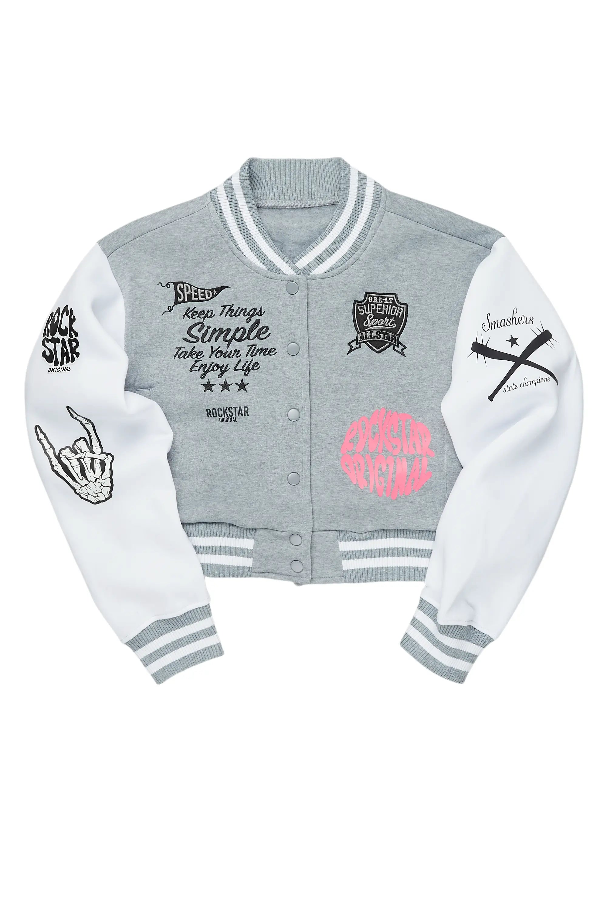 Talyka Heather Grey Varsity Jacket Elegant Men's Cashmere