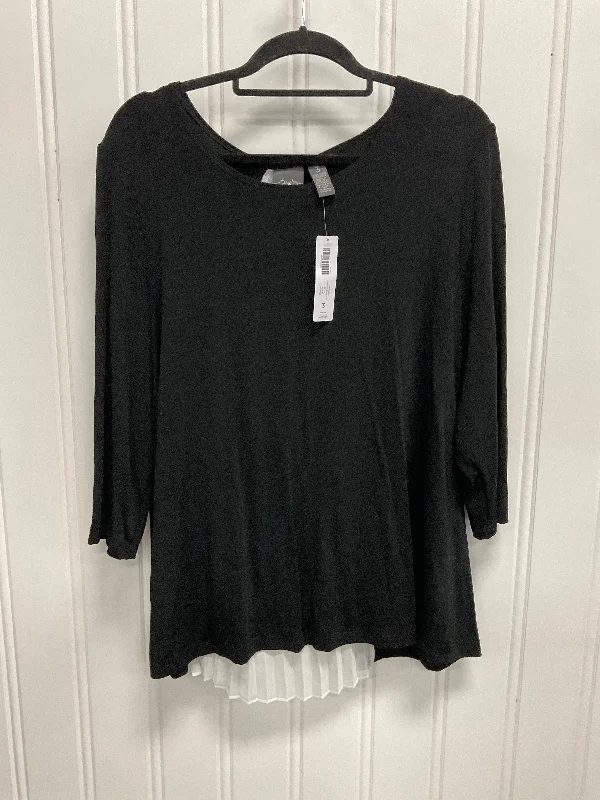 Top Long Sleeve By Chicos In Black & White, Size: Xl Youthful Men's Anime