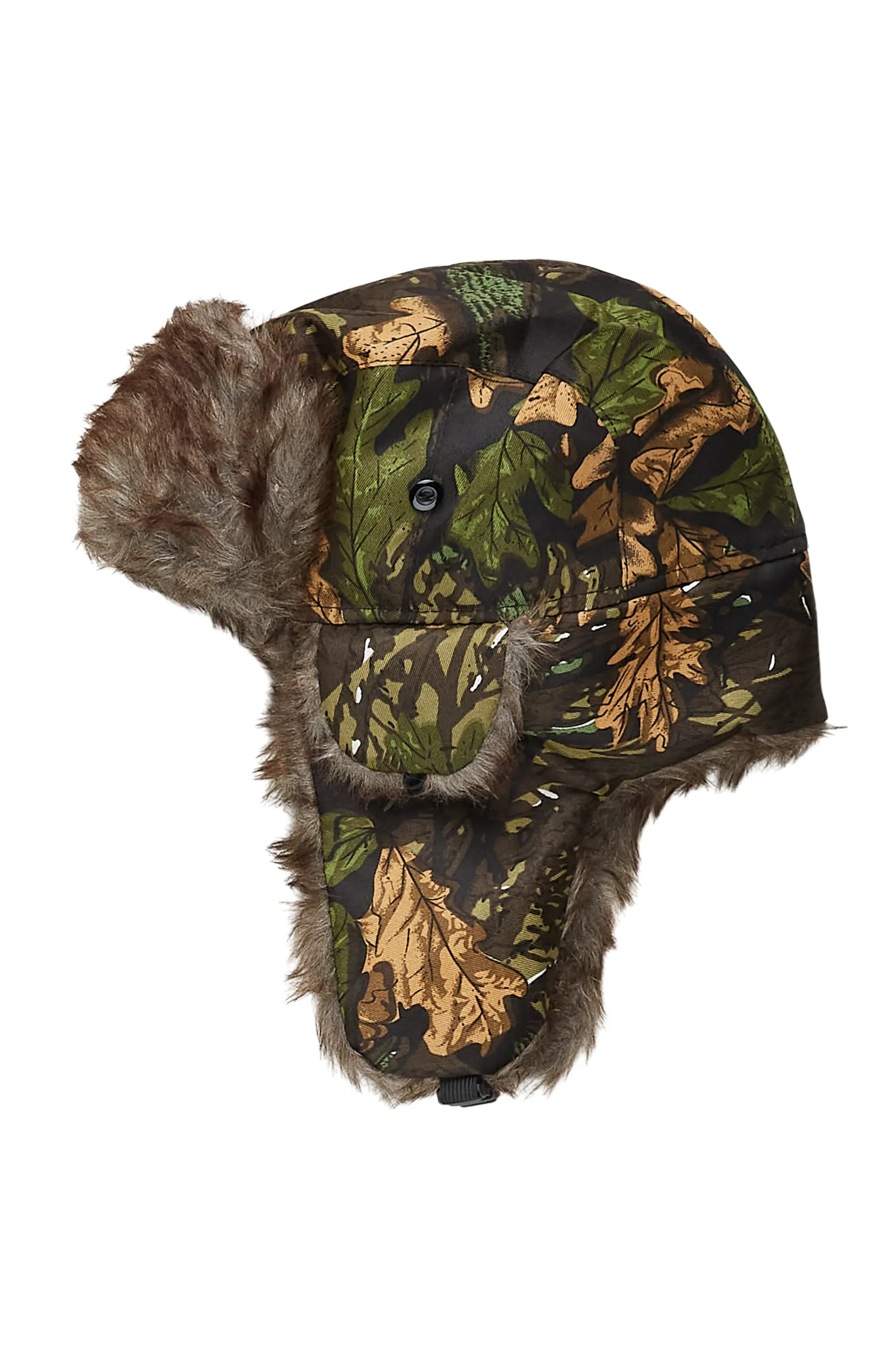 Saburo Green Tree Camo Faux Fur Trapper Hat Earthy Men's Sustainable 