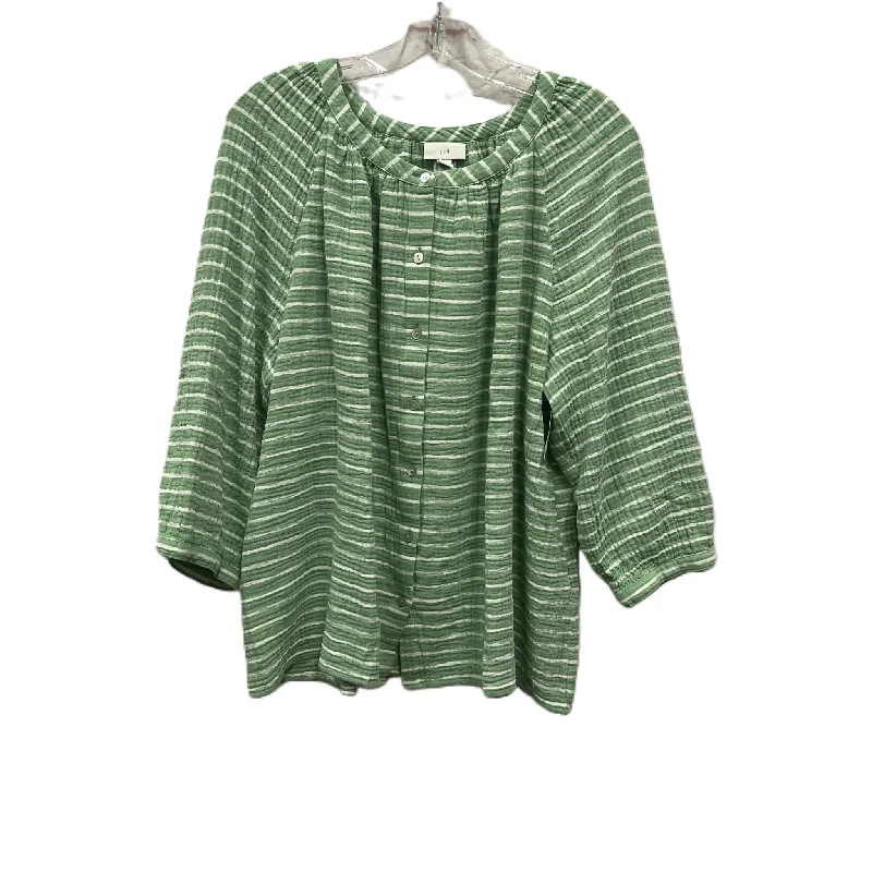 Top Long Sleeve By J. Jill In Green, Size: 2x Trendy Men's Oversized