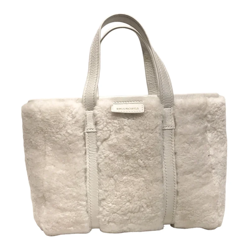 BALENCIAGA/Tote Bag/Sheepskin/WHT/Barbes leather tote bag Streetwear Style