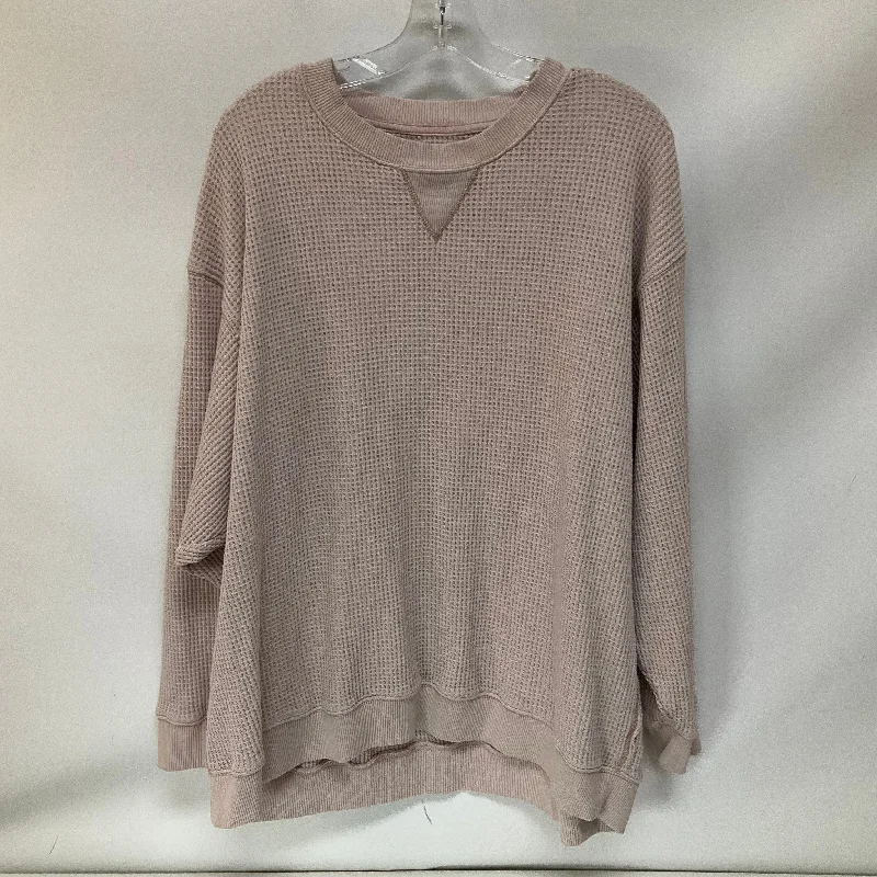 Top Long Sleeve By Aerie In Pink, Size: Xl Laid