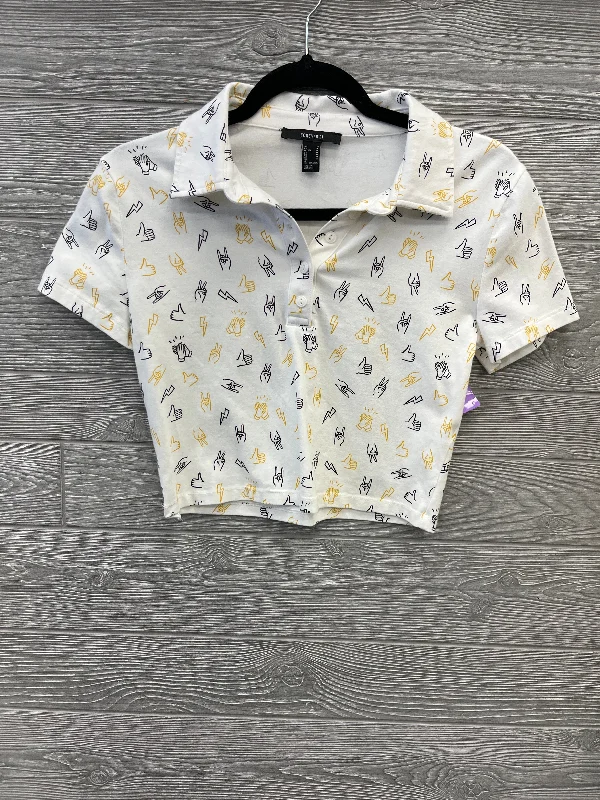 Top Short Sleeve By Forever 21 In White, Size: M Hip Men's Retro