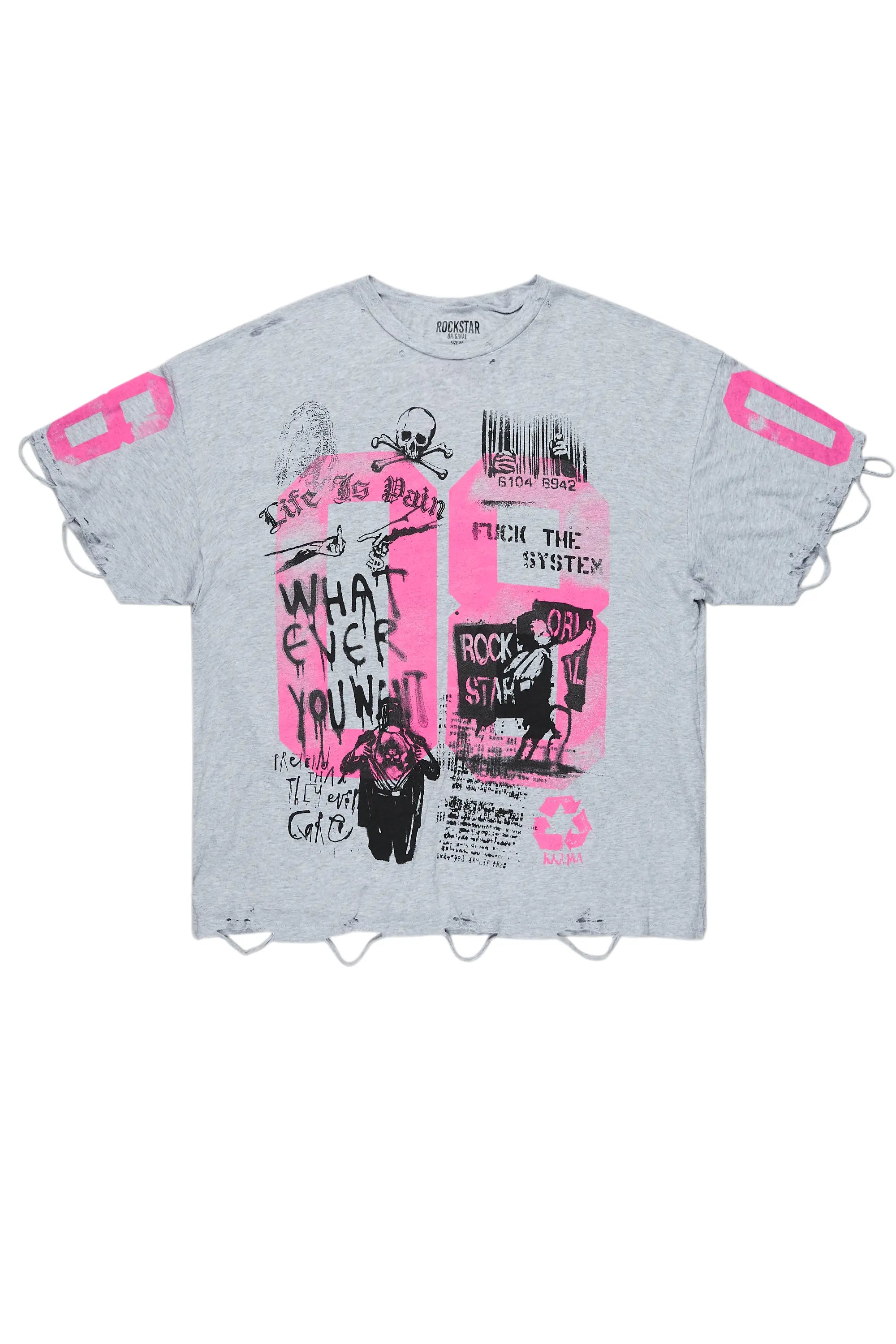 Sharrie Heather Grey Oversized T-Shirt Luxurious Men's High
