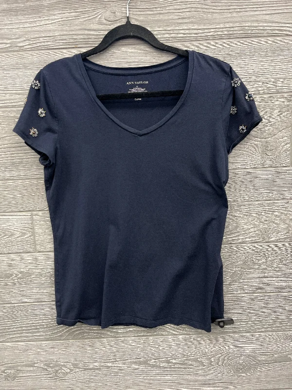 Top Short Sleeve By Ann Taylor In Blue, Size: L British Gentleman Style