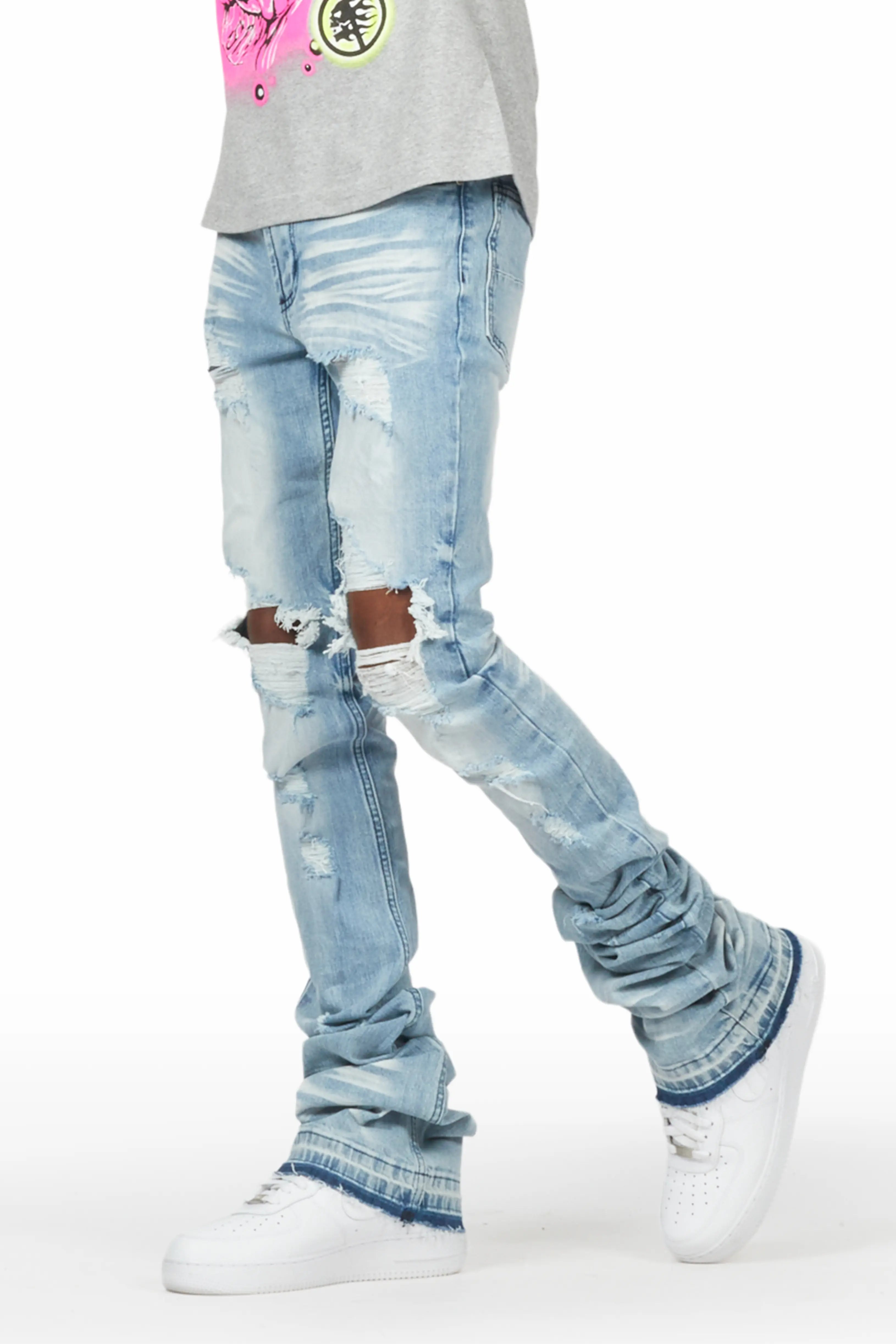 Zahir Blue Super Stacked Flare Jean Bold Men's Animal