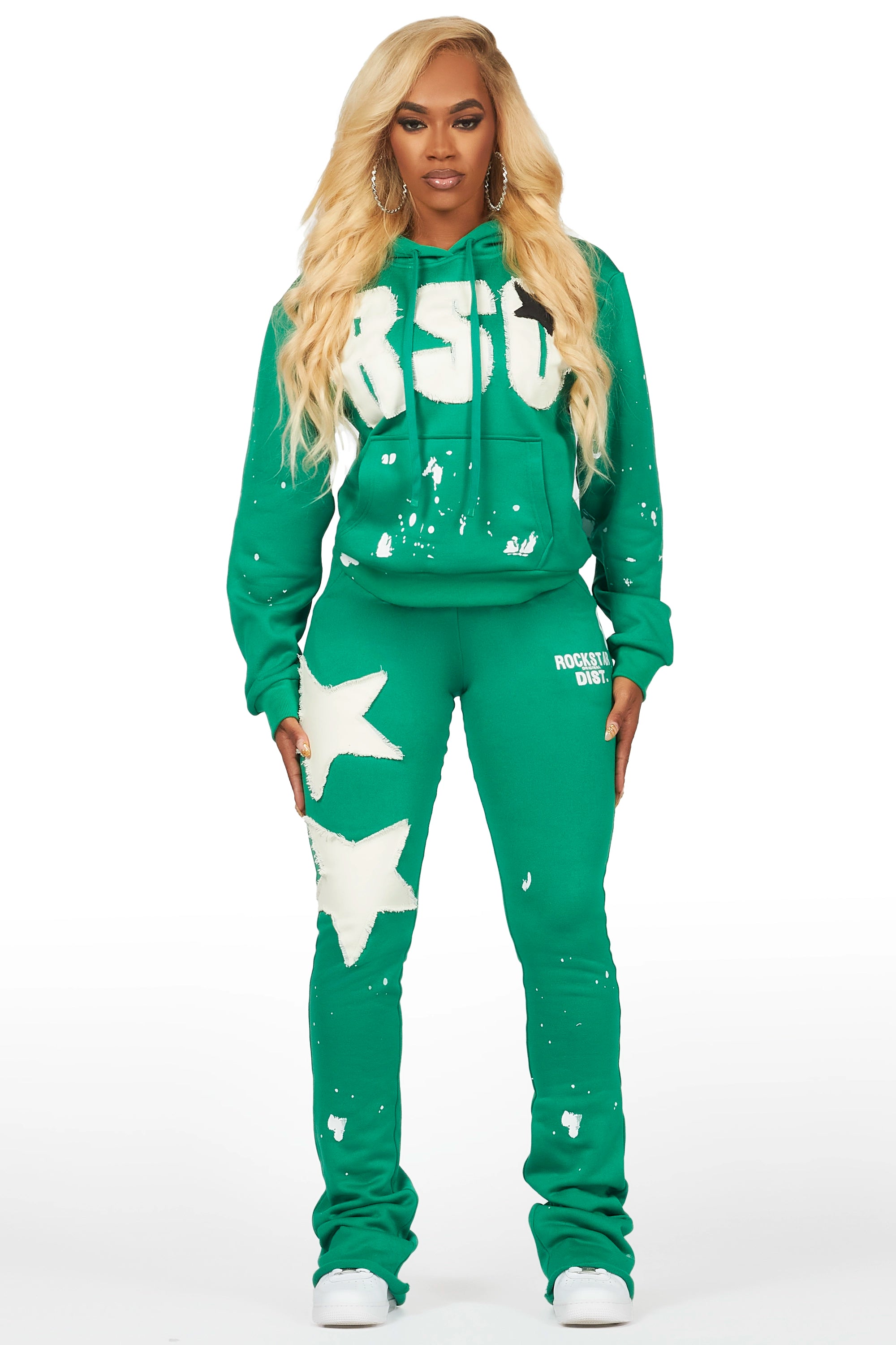 Kymesha Green Super Stacked Trackset Streetwear Style