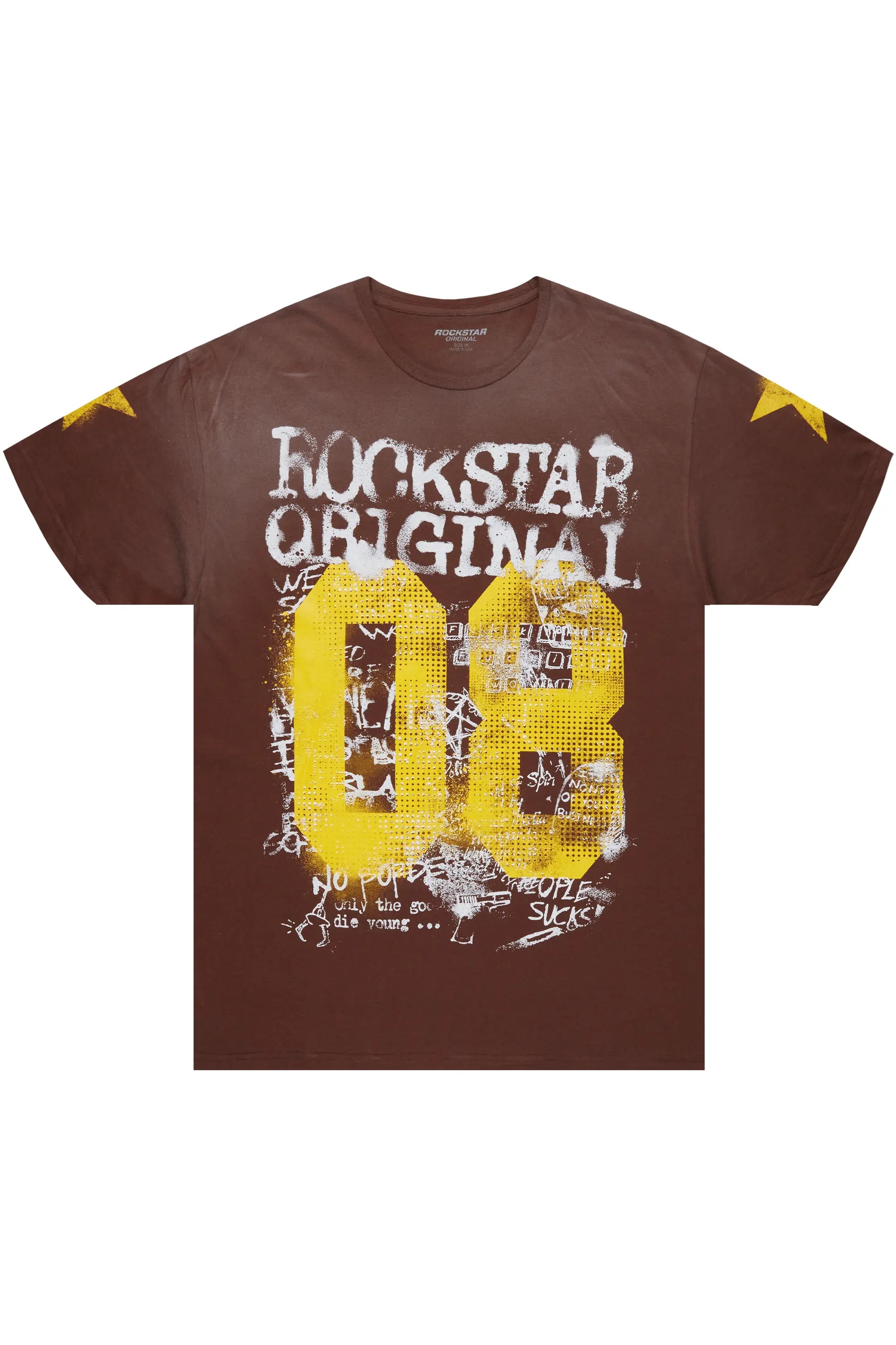 Addax Brown Graphic Oversized T-Shirt Adventure