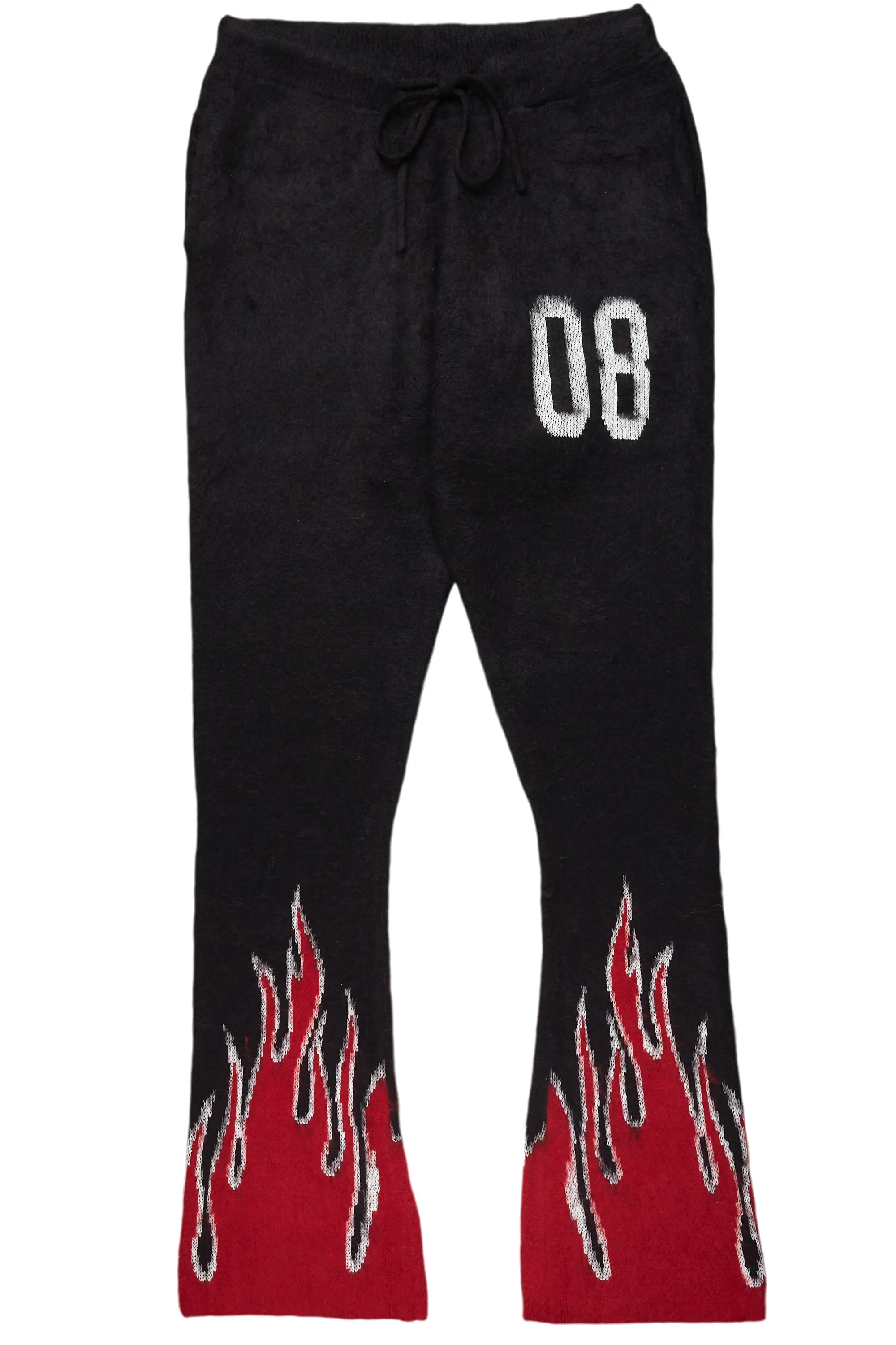 Girls Helga Black/Red Graphic Stacked Flare Mohair Track Pant Dynamic Men's Moto