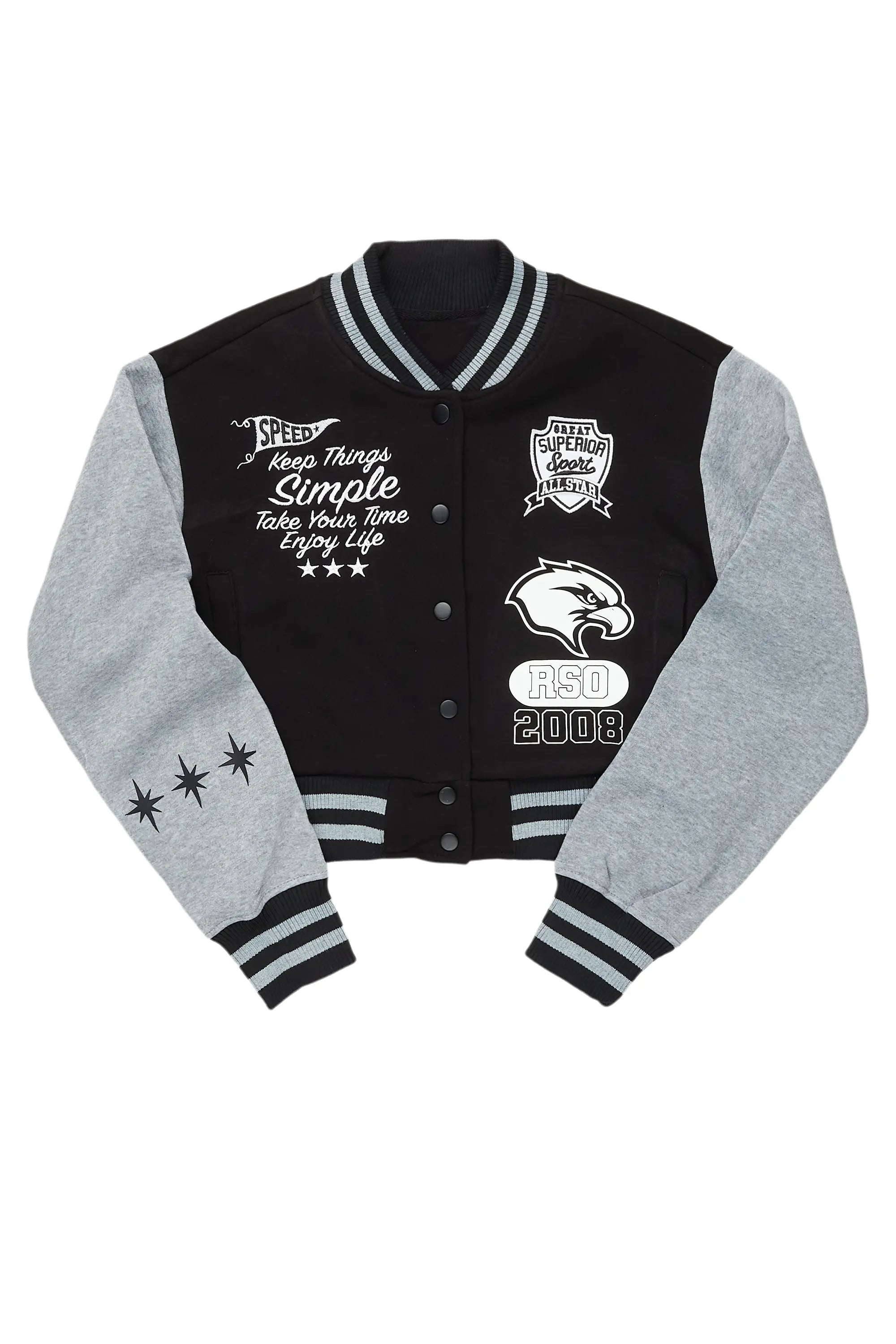 Quadaya Black Varsity Jacket Stylish Men's Tropical 