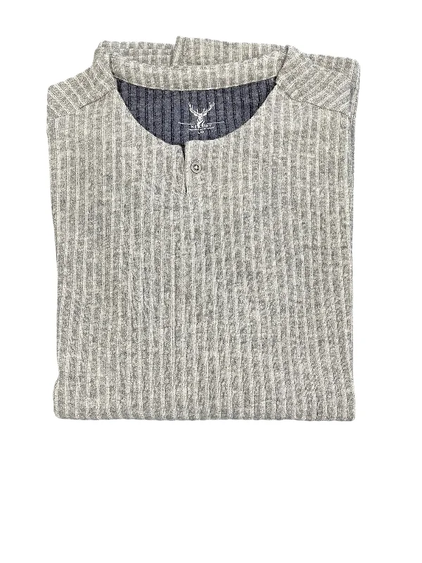 1 BUTTON KEYHOLE HENLEY - GREY Bold Men's Statement