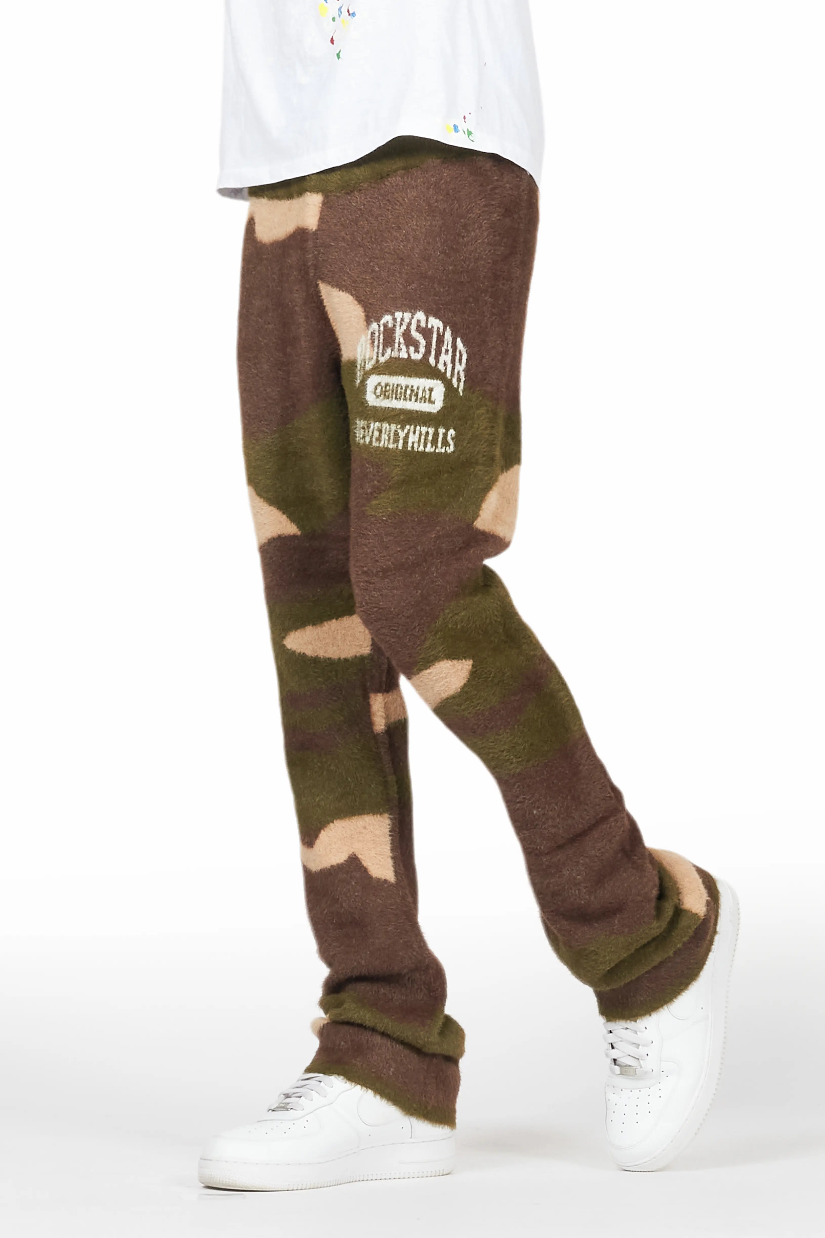 Rabi Camo Green Knitted Mohair Pants Earthy Men's Hemp