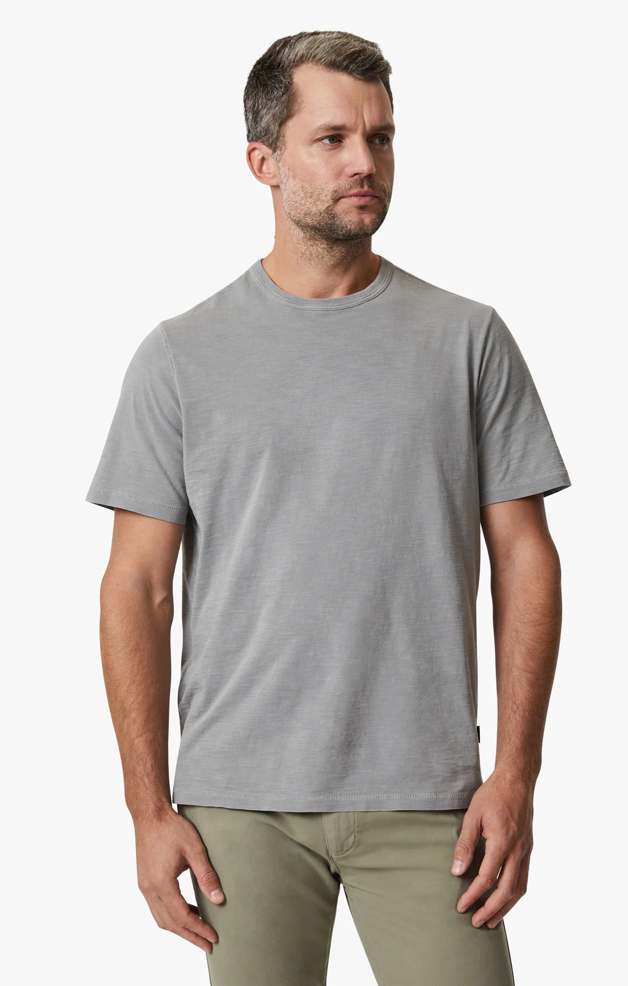 34 HERITAGE | Slub Crew Neck Tee | Gray Sleek Men's Metallic