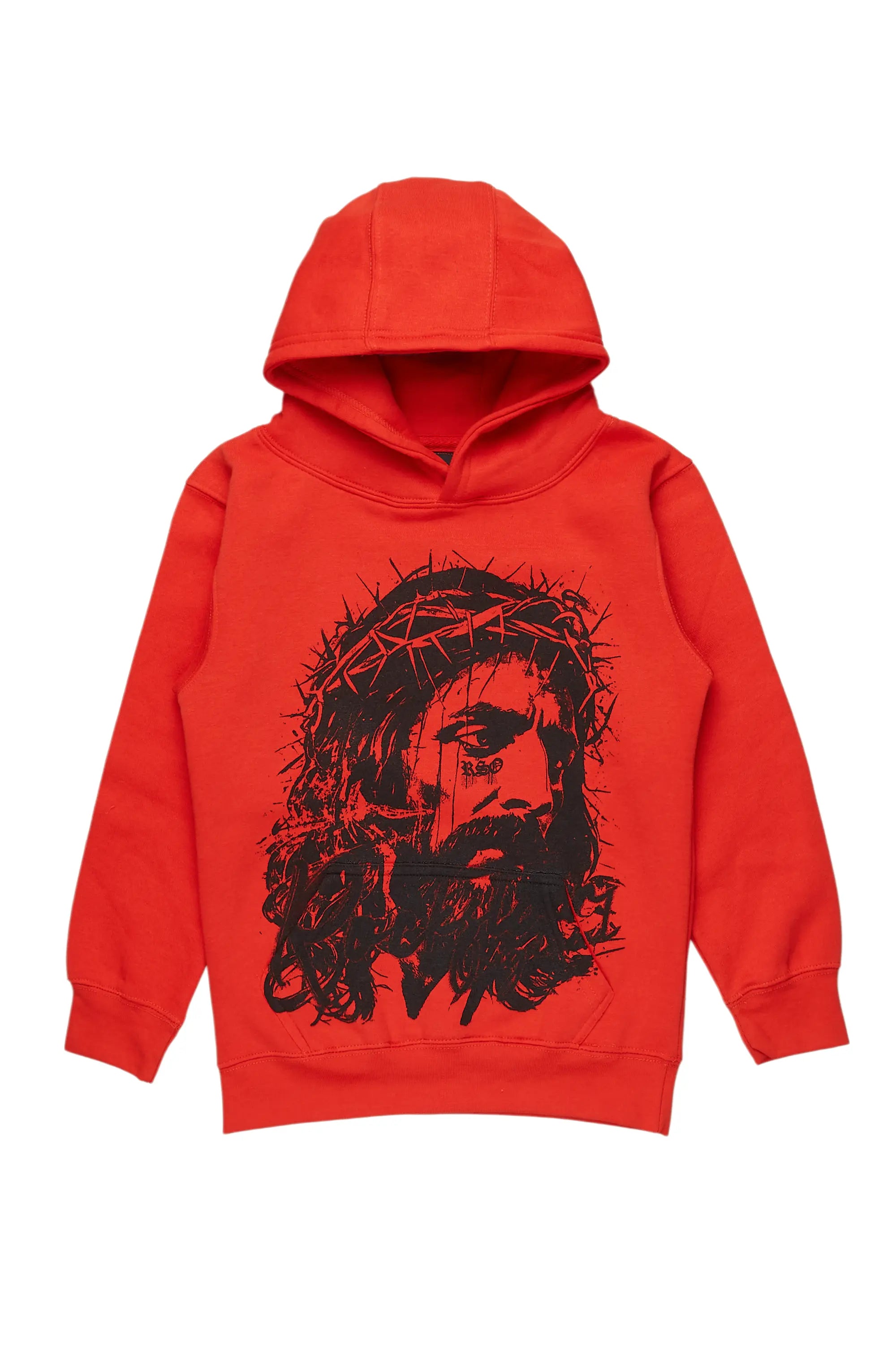 Boys Bedros Red Graphic Hoodie Traditional Men's Wool