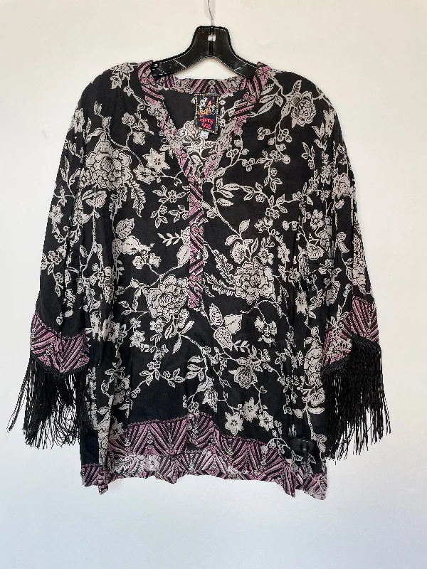 Top Long Sleeve By Johnny Was In Black & Grey, Size: Xl Hip Men's Retro
