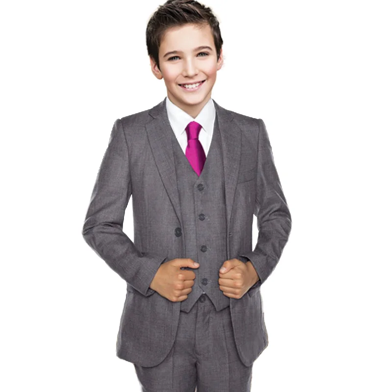 BOYS 3 PIECE SUIT - CHARCOAL Confident Men's Power