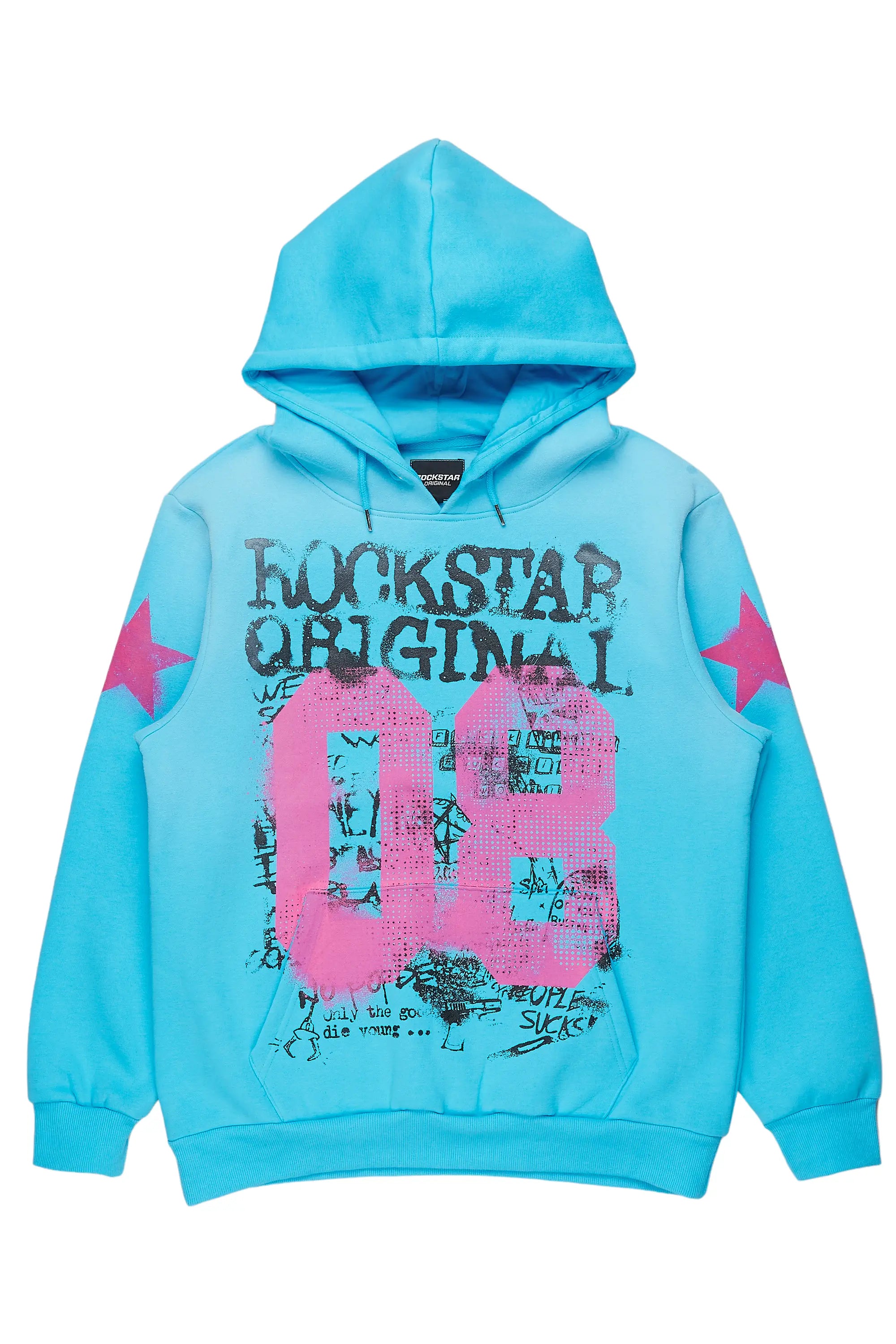 Aaliyah Blue Oversized Hoodie Practical Men's Multi