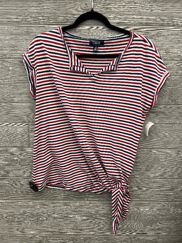 Top Short Sleeve By Chaps In Red & White, Size: M Adventure