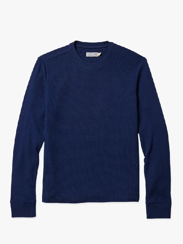 HUDSON WAFFLE CREW - NAVY Cozy Men's Winter