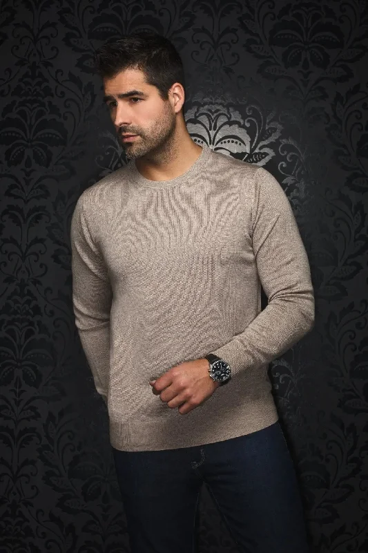 AU NOIR | Merino Wool Sweater | Marini Taupe Hip Men's Retro