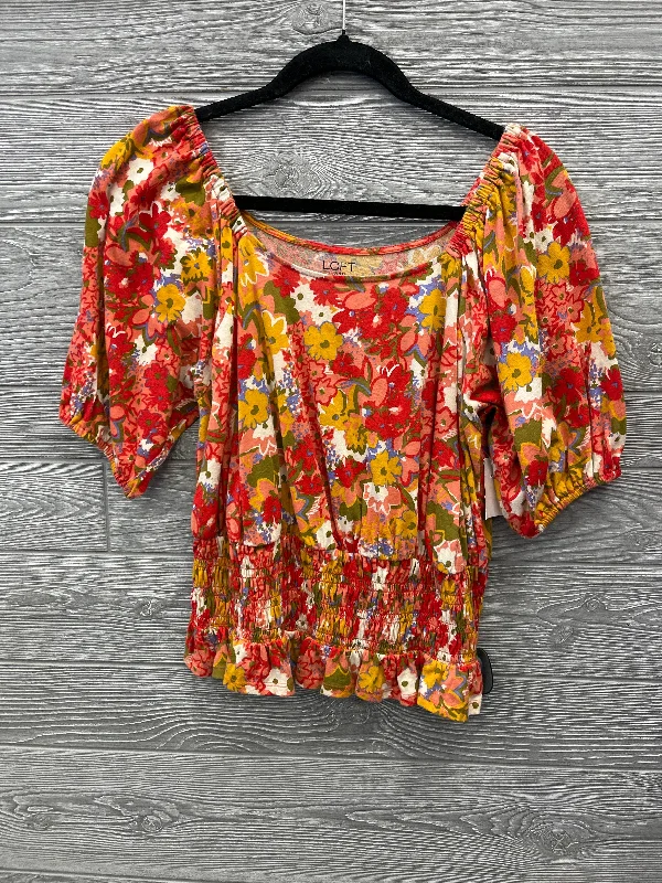 Top Short Sleeve By Loft In Floral Print, Size: M Minimalist Men's Casual 