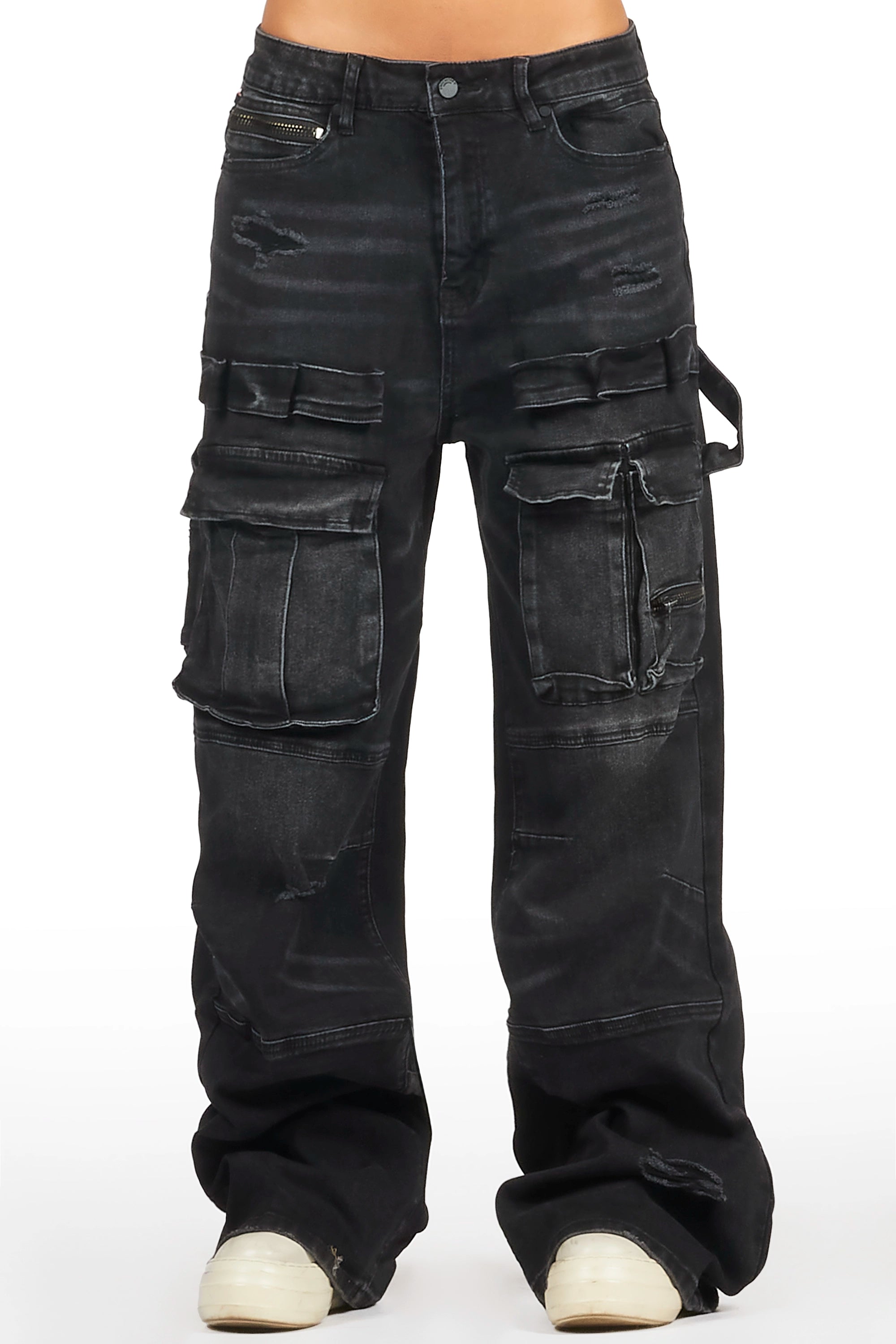 Shakyra Black Baggy Cargo Jean Streetwear Style