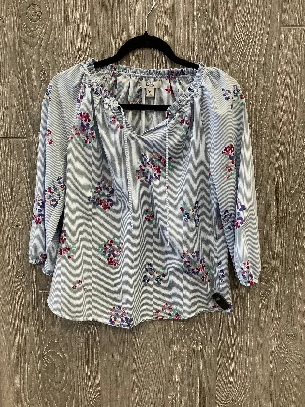 Top 3/4 Sleeve By Croft And Barrow In Blue, Size: Sp Unique Men's Upcycled