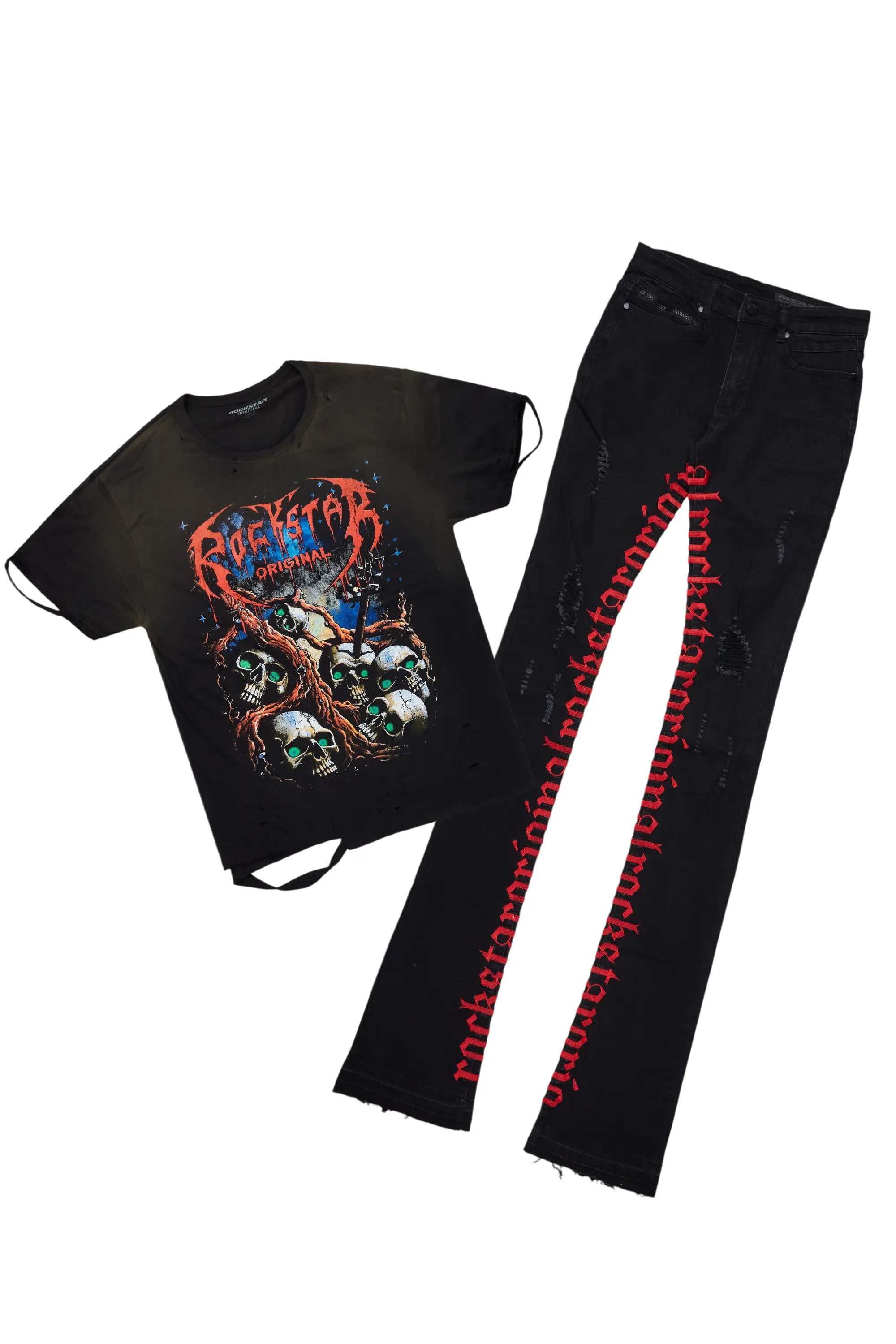 Cappy Black T-Shirt & Colette Super Stacked Flare Jean Bundle Bohemian Men's Free