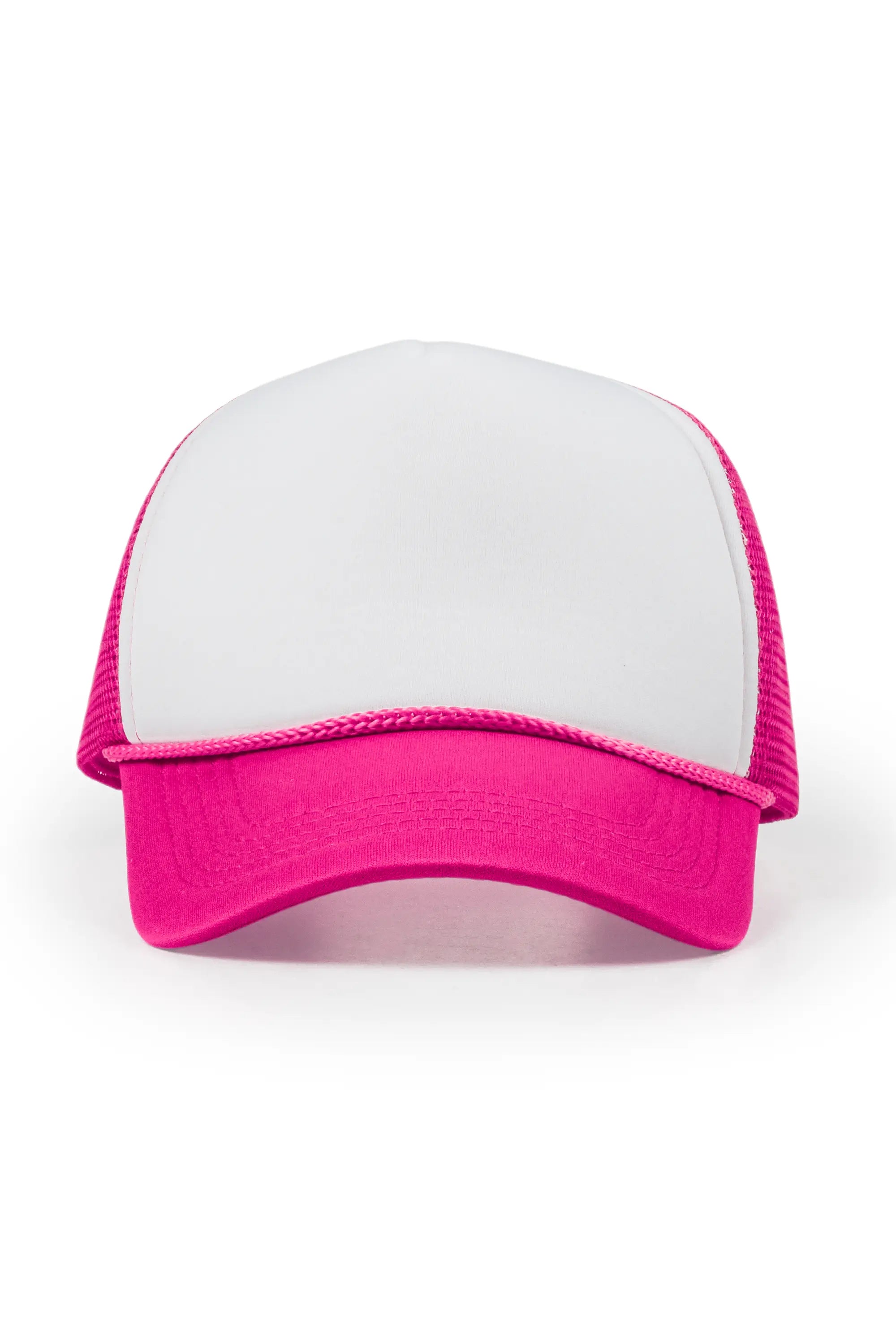 Womens White/Hot Pink Basic Trucker Hat Unique Men's Patch