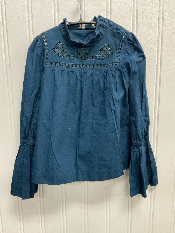 Top Long Sleeve By Free People In Navy, Size: Sp Organic