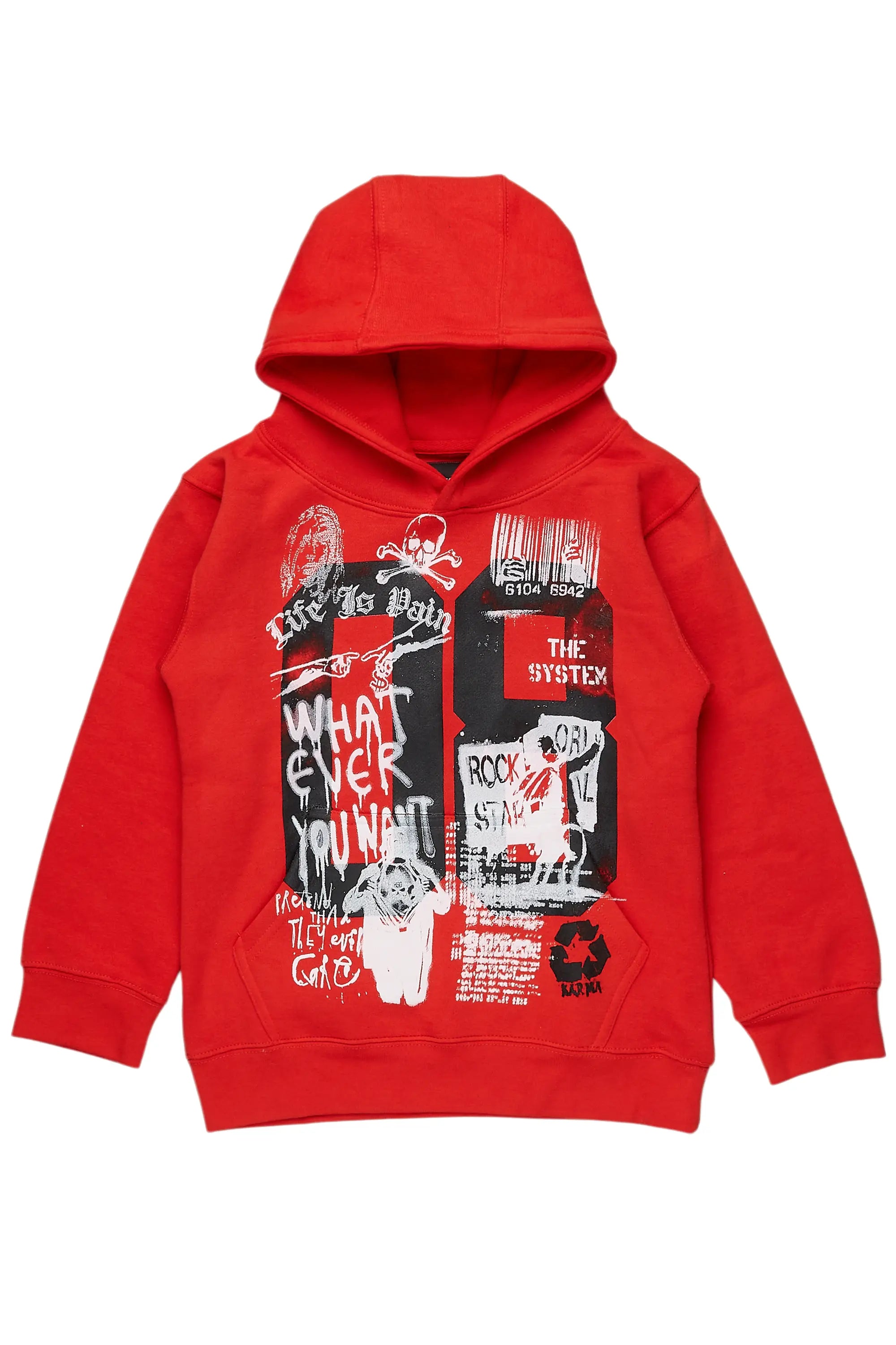 Boys Beau Red Graphic Hoodie Rugged Men's Outdoor 