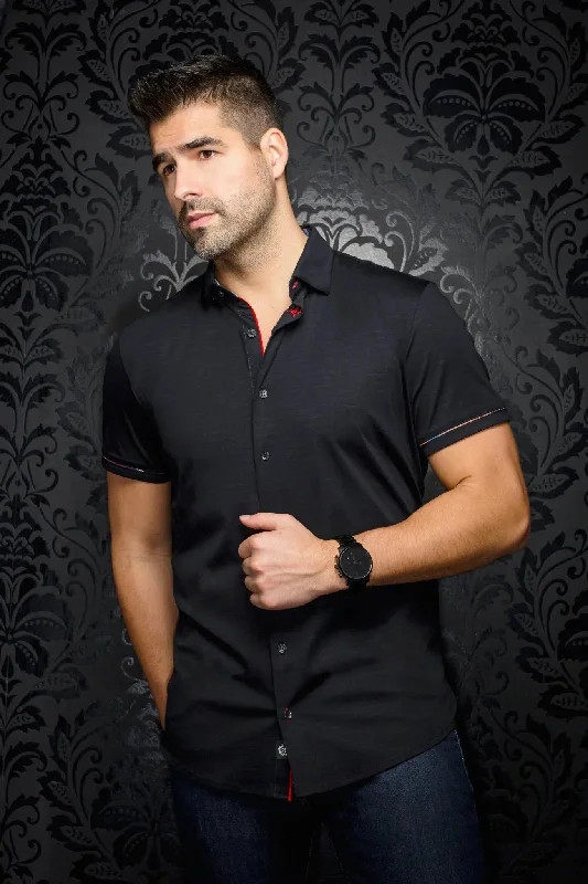 AU NOIR | Short Sleeve Shirt | Divenere Black Cool Men's Skate