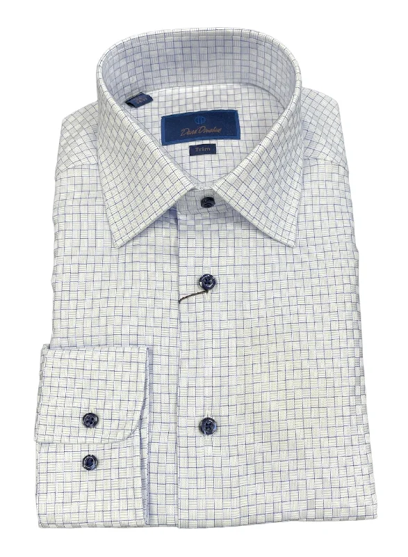 TRIM FIT 2/3 SHIRT - WHITE/BLU Preppy Men's College