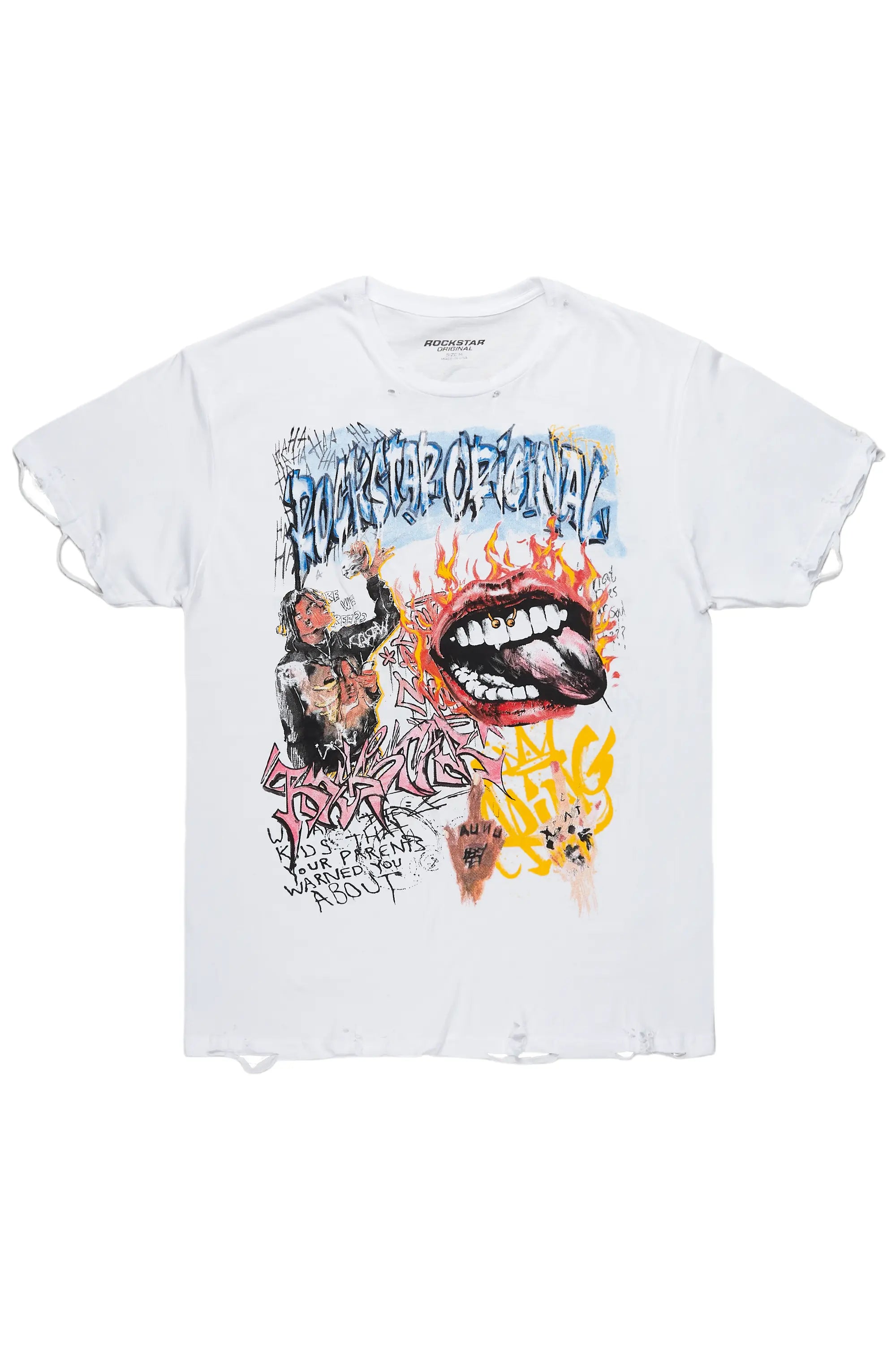 Yooz White Graphic Oversized T-Shirt Adventure