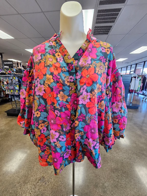 Top Ls By Fate In Floral Print, Size:M Elegant Men's Formal 
