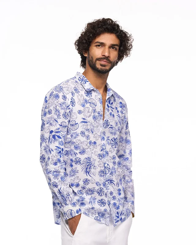 Hakuna Shirt - Blue & White Traditional Men's Wool