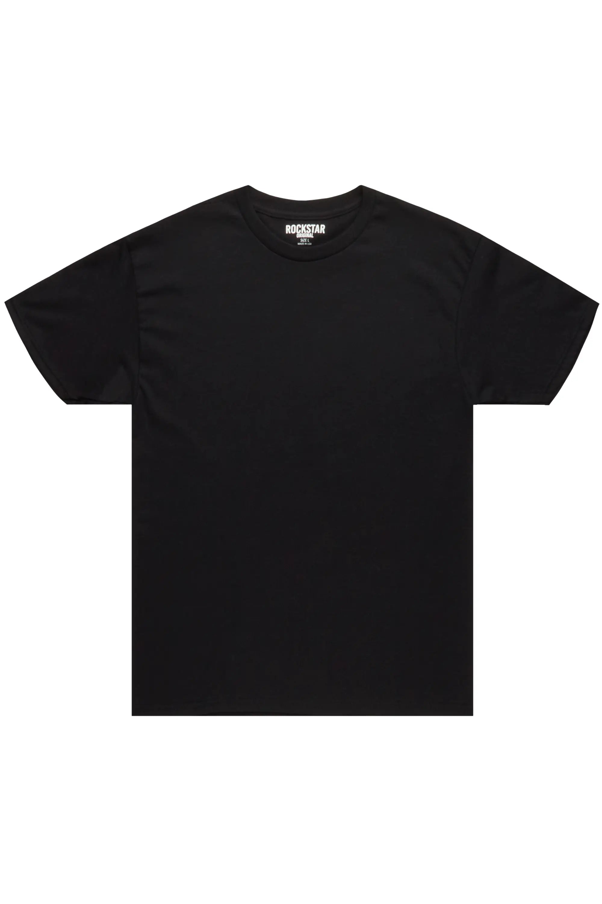 Basic Black Rockstar Plain T-Shirt Masculine Men's Thick