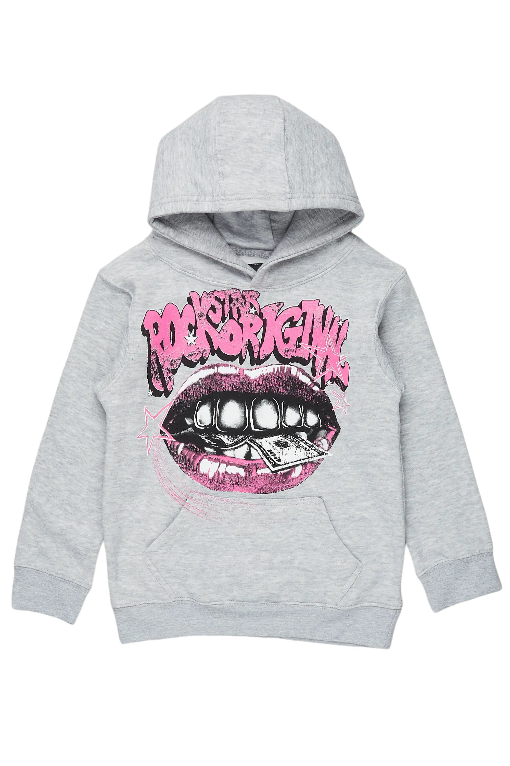 Girls Rosie Grey Graphic Hoodie Monochromatic Office Style