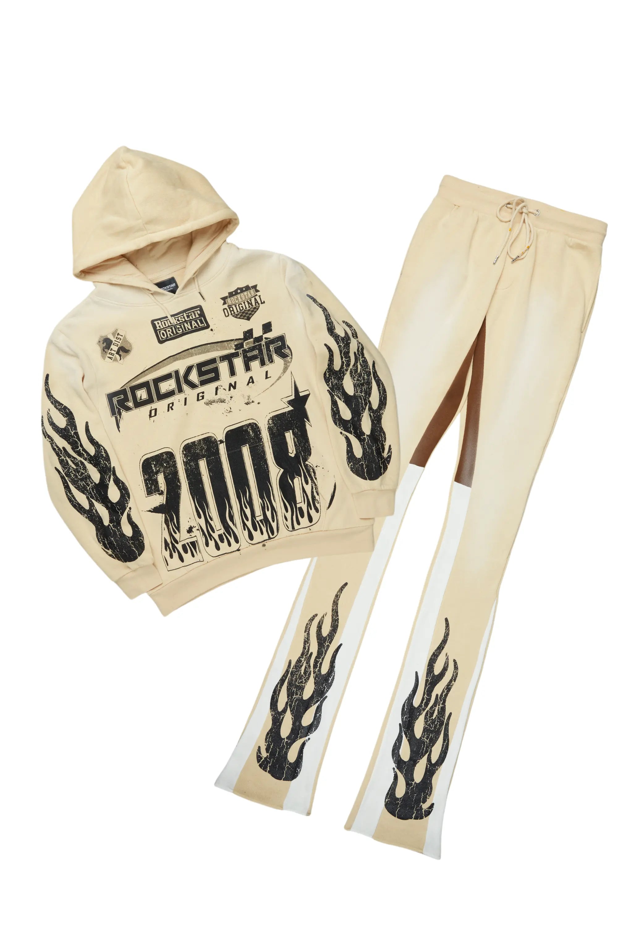 Boaz Beige Super Stacked Hoodie Track Set Business